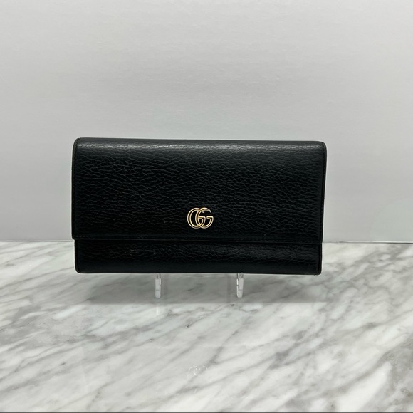 Gucci Long Wallet GG Marmont Black Leather - Picture 1 of 9